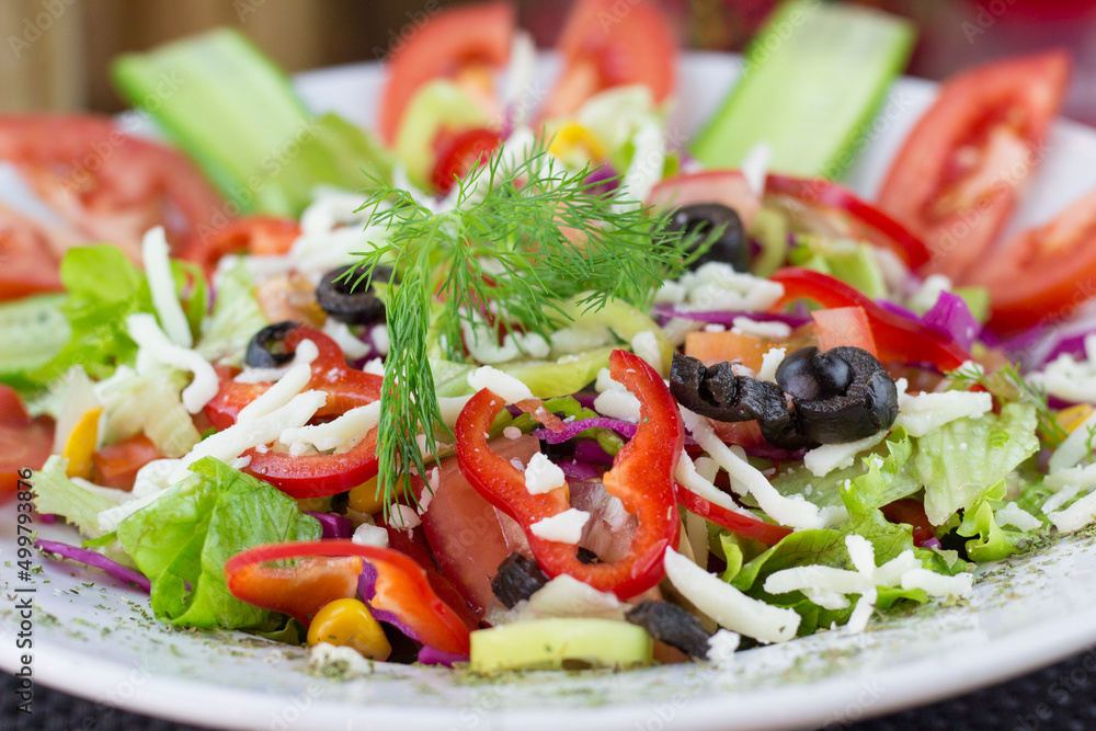 Close-up salad plate. Vegetables. Close-up salad plate. Vegetables.
