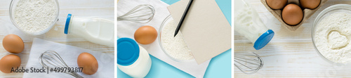baking ingredients flour eggs milk collection.