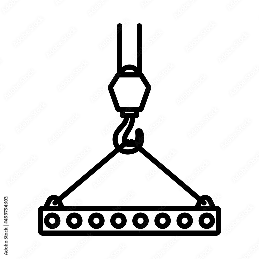 Icon Of Slab Hanged On Crane Hook By Rope Slings Icon Of Slab Hanged On Crane Hook By Rope Slings