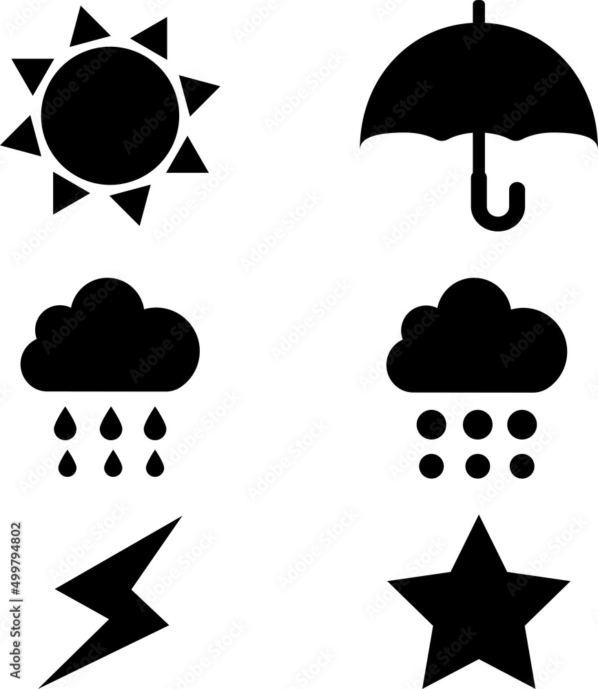 天気のポップで可愛いイラストセット 天気のポップで可愛いイラストセット