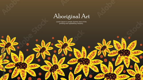 Aboriginal banner background with sunflower