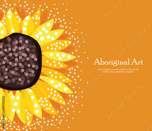 Poster design with sunflower aboriginal dot art