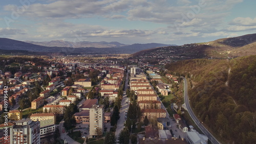 Aerial photo of the town of Novi travnik located in central bosnia © Minet