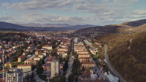 Aerial photo of the town of Novi travnik located in central bosnia