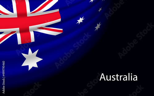 Wave flag of Australia on dark background.