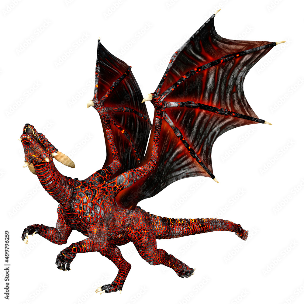 3D Rendering Fairy Tale Dragon on White 3D Rendering Fairy Tale Dragon on White