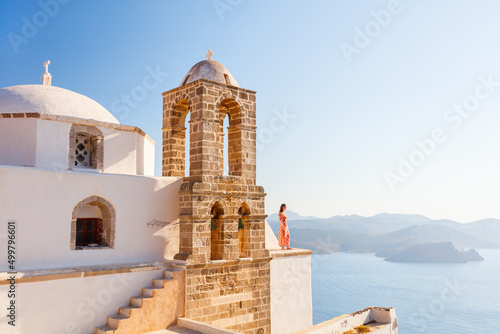 Sunset view above Milos island Greece