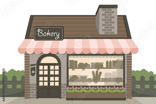 Cute retro bakery shop building