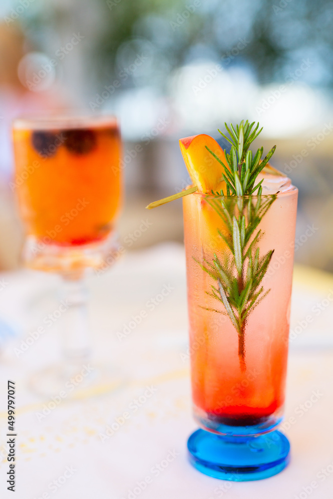 Colorful tropical cocktails