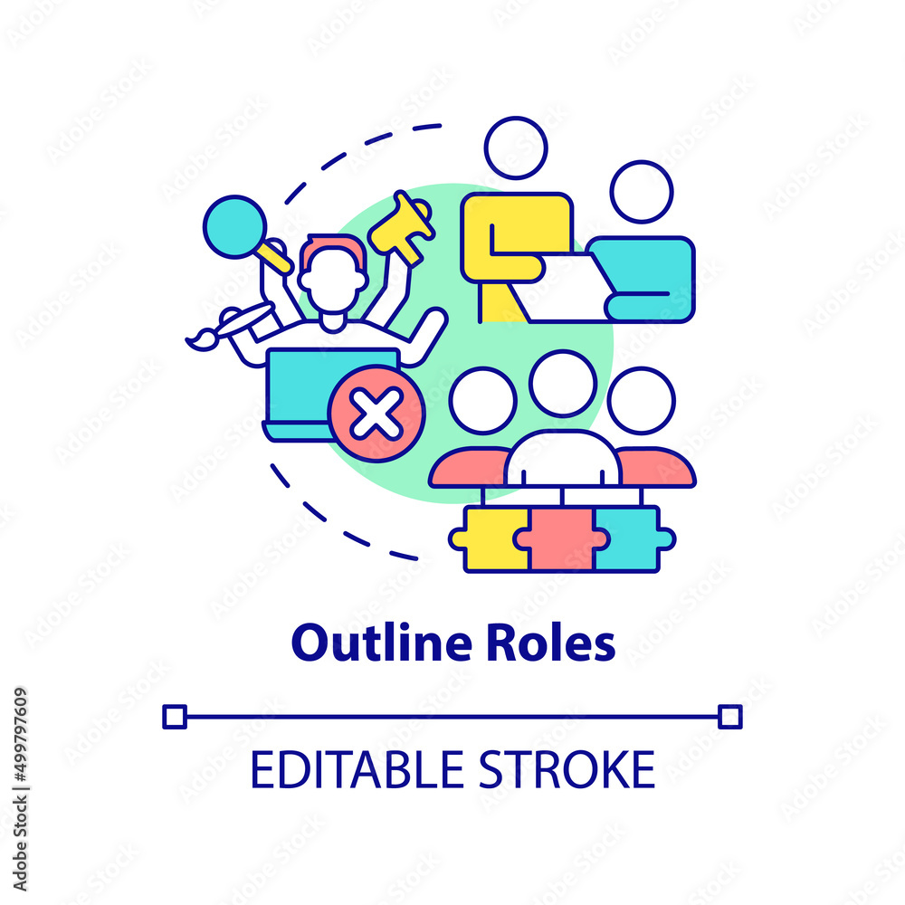 Outline roles concept icon. Responsibilities. Effective stakeholder management abstract idea thin line illustration. Isolated outline drawing. Editable stroke. Arial, Myriad Pro-Bold fonts used