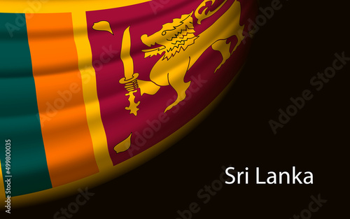 Wave flag of Sri Lanka on dark background. Banner or ribbon vector template