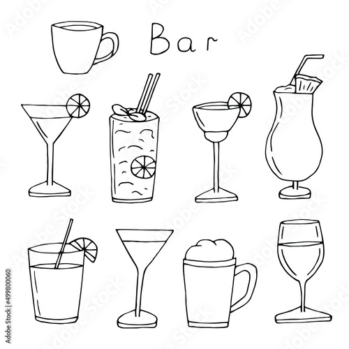 Bar vector illustration, hand drawing doodles
