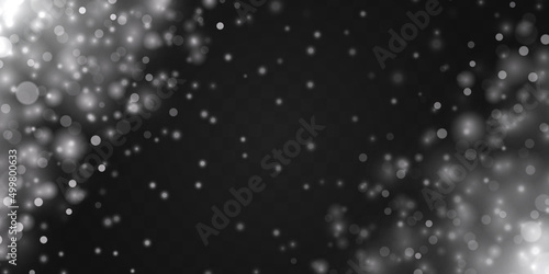 White dust or snow, lights stars, sparkles, bokeh