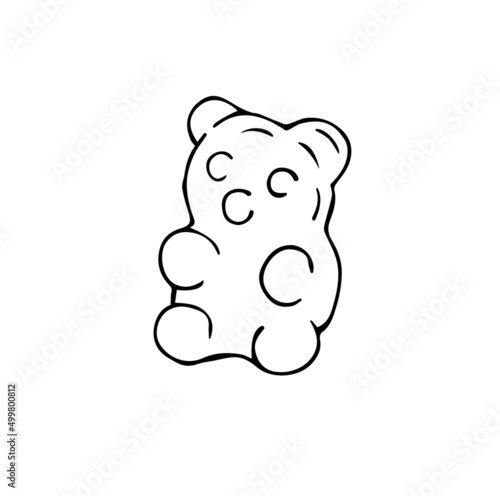 Vector hand drawn doodle sketch gummy bear isolated on white background