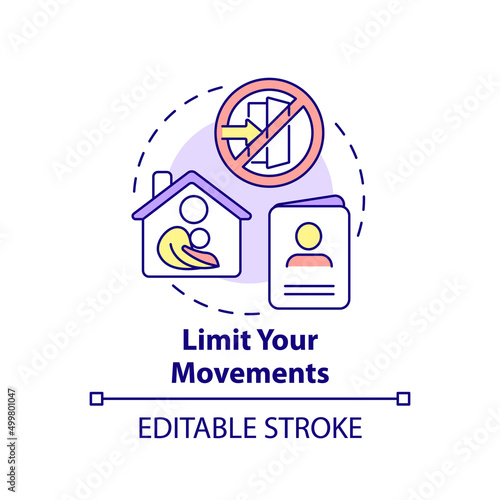 Limit your movements concept icon. Prepare personal information. Action during war abstract idea thin line illustration. Isolated outline drawing. Editable stroke. Arial, Myriad Pro-Bold fonts used