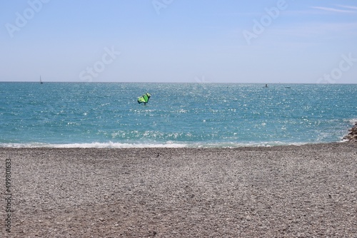 Canvas Print kite surfing on the beach