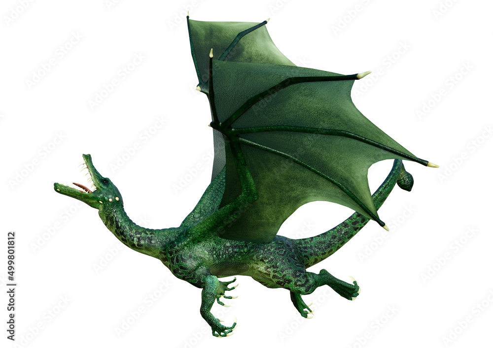 Fototapeta premium 3D Rendering Fairy Tale Dragon on White