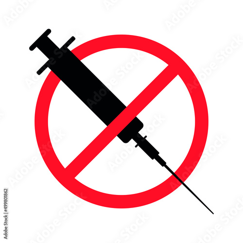 Vector no vaccination sign isolated on white background