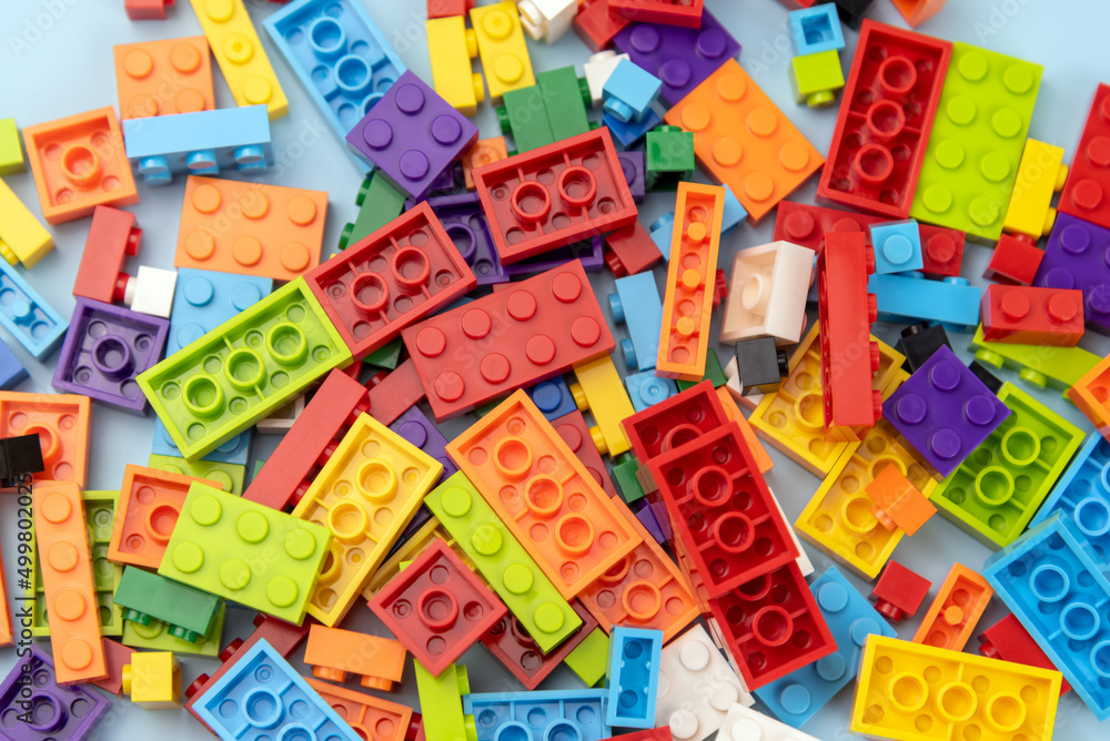 Top view of colorful plastic building blocks Top view of colorful plastic building blocks