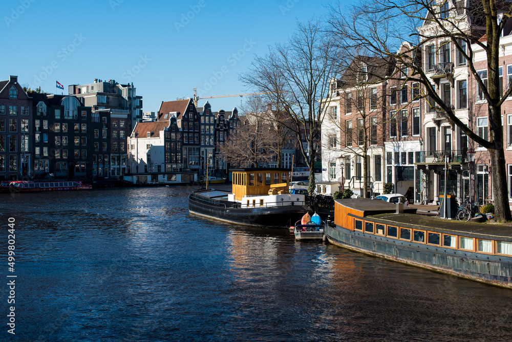Amsterdam streets and canals in spring 
