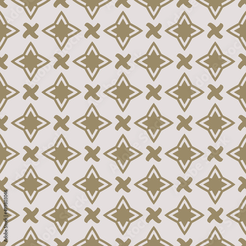 Four-pointed stars and crosses. Vector with the same decor shapes, reminiscent of a wallpaper or a simple pattern.