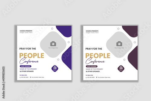 Church conference flyer social media post and web banner template