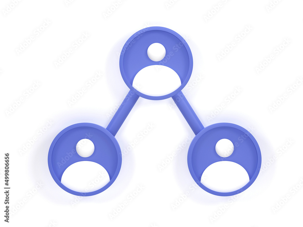 3D rendering, 3D illustration. Business communications, corporation icon. Simple people network icon 3D rendering, 3D illustration. Business communications, corporation icon. Simple people network icon