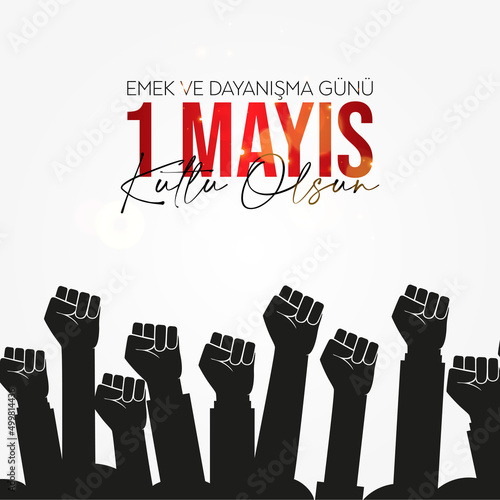International Labor Day on May 1st Worker's Day greeting post for Turkey. Turkish workers day. (Translation: Happy May 1st Labour day.)
