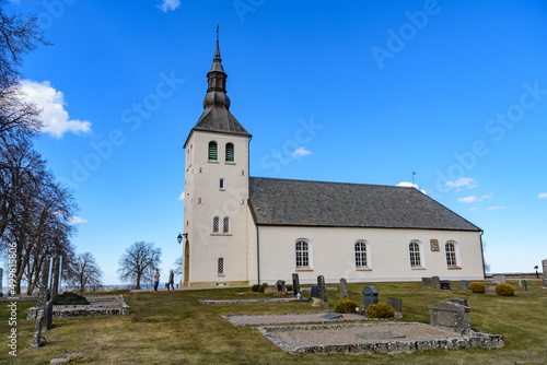 historic site monastery of gudhem near lake hornborgasjoen in sweden photo