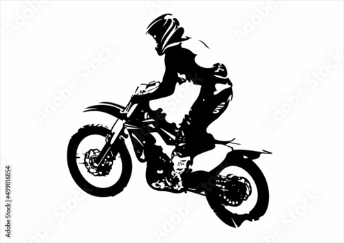 Fototapeta off-road motorcycle. Vector sketch style illustration