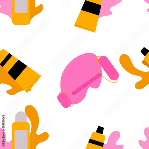 Beauty products, vector pattern