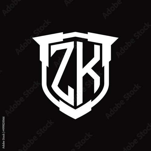 ZK Logo monogram letter with shield shape design photo