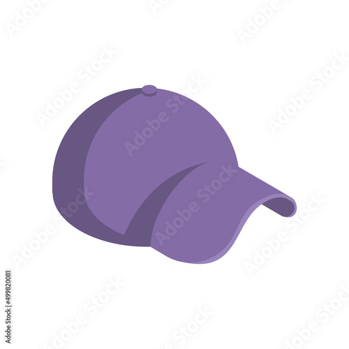 Blue denim sports casual cap with visor isometric vector illustration. Baseball 3d icon fashion headdress textile uniform design isolated. Teenager clothes hat wear. Head protective clothing