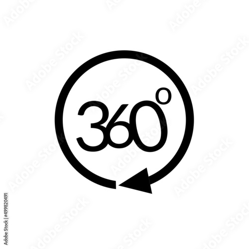 360 degree icon vector with simple design