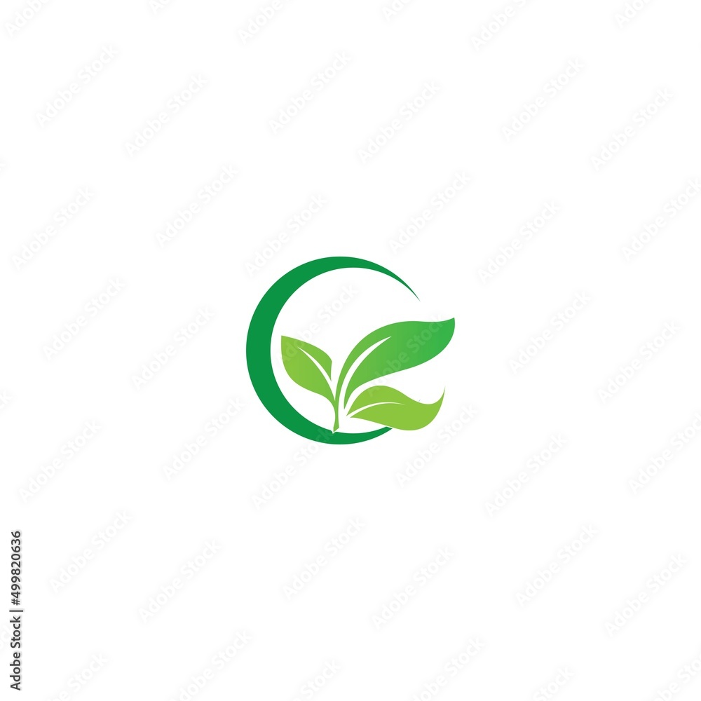 Tree leaf vector logo design, eco-friendly