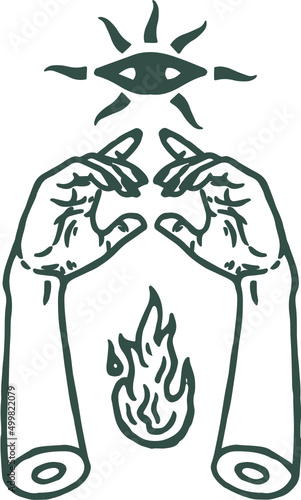 hand drawn illustration flash tattoo