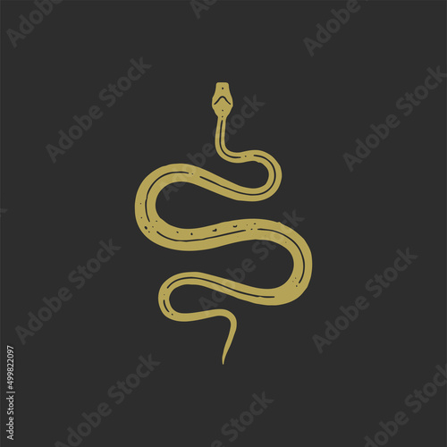 Curved snake antique minimalist hand drawn outline grunge texture vector illustration