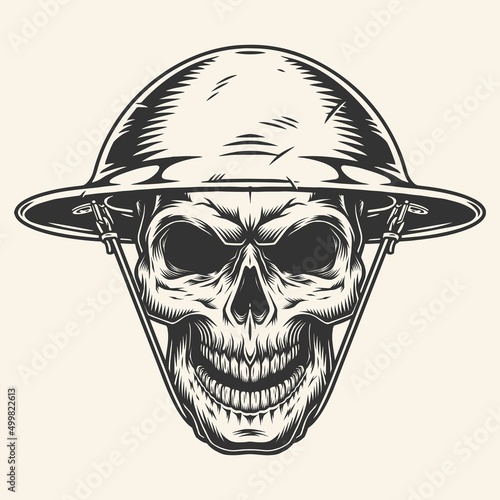 Military skull vintage sticker monochrome