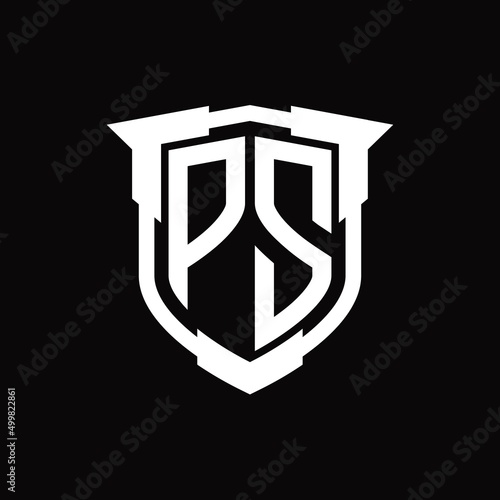 PS Logo monogram letter with shield shape design