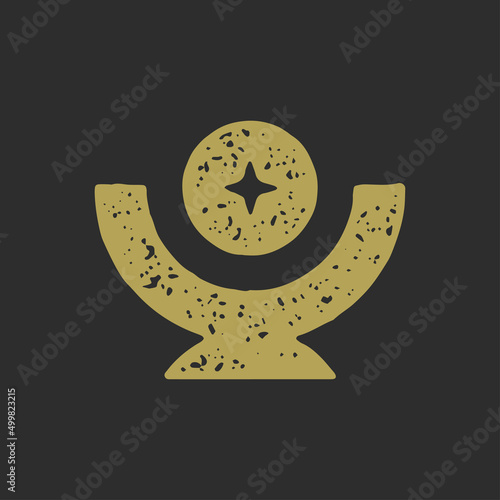 Antique abstract medieval goblet with esoteric star magic potion spiritual ceremony grunge texture