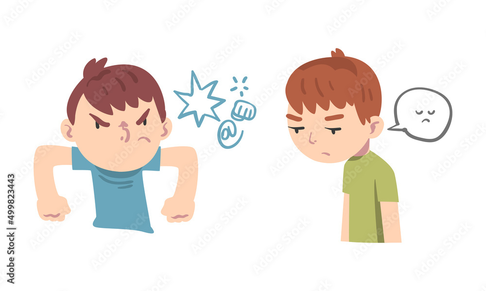 Emotional children set. Angry and upset little boys cartoon vector illustration Emotional children set. Angry and upset little boys cartoon vector illustration