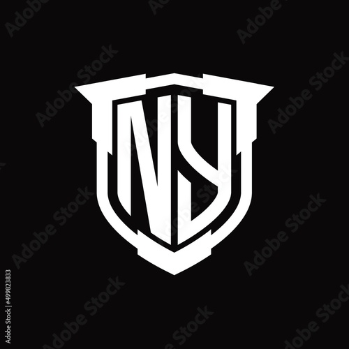 NY Logo monogram letter with shield shape design