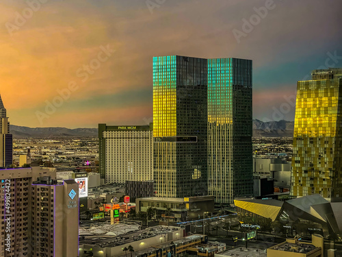 Las Vegas skyline at sunset 