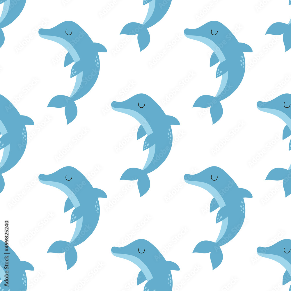 seamless pattern with dolphin in cartoon style seamless pattern with dolphin in cartoon style