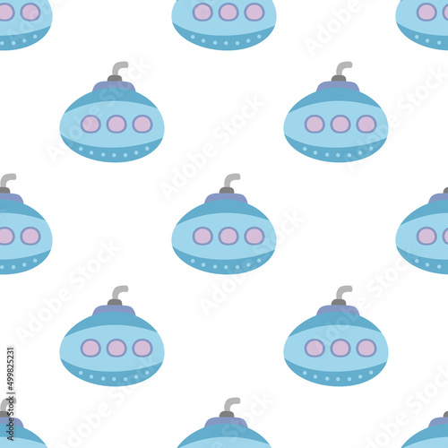 childish seamless pattern with submarines on white