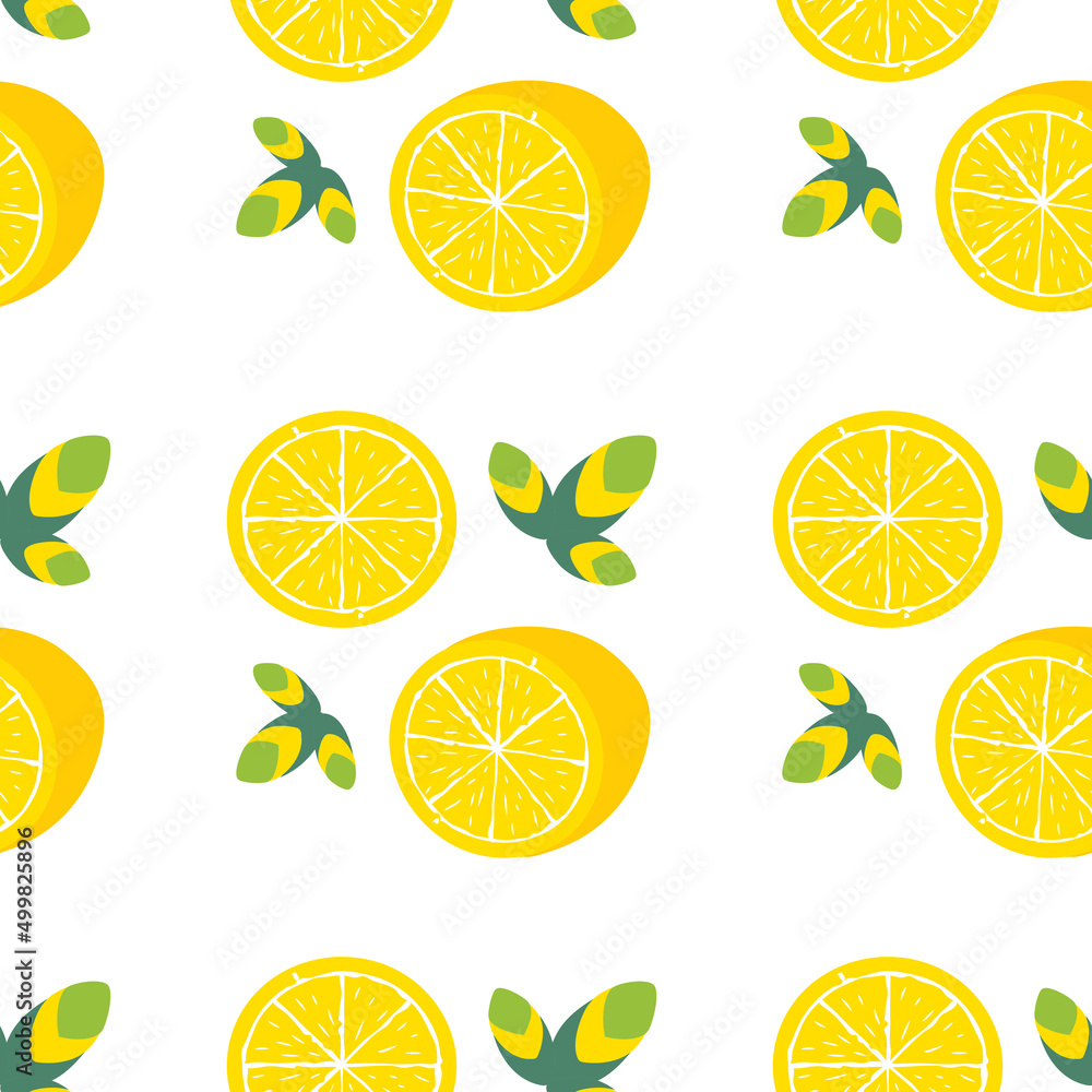 Lemon citrus vector pattern. Botanical vector illustration. Summer background. Floral design. Wallpaper print.