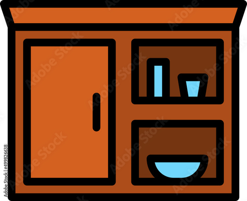 cupboard color outline icon