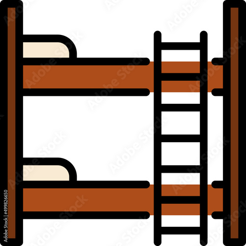 bunk bed color outline icon