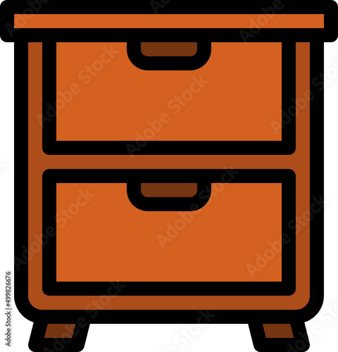 bedside table color outline icon