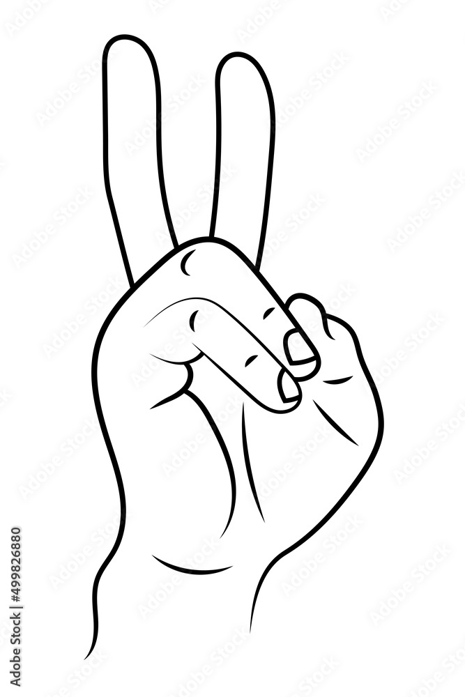 Hand showing victory sign sketch illustration. Hand showing victory sign sketch illustration.